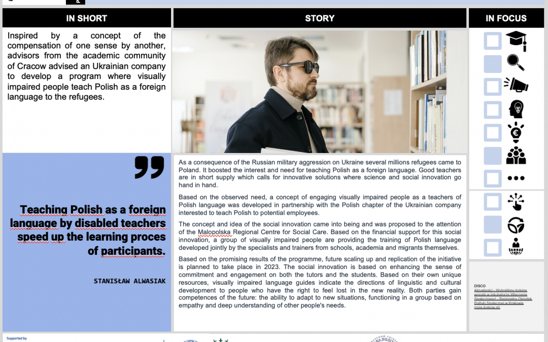 VISUALLY IMPAIRED AS LANGUAGE TUTORS FOR REFUGEES